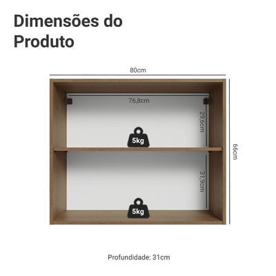 Armário Aéreo 80 Cm 2 Portas Vik Madesa Rustic/azul