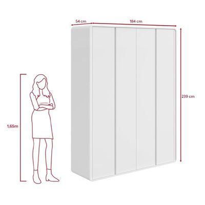 Guarda Roupa Solteiro 100% Mdf 4 Portas Easy Like Branco