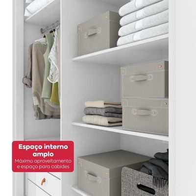 Guarda Roupa Solteiro 100% Mdf 4 Portas Easy Like Branco