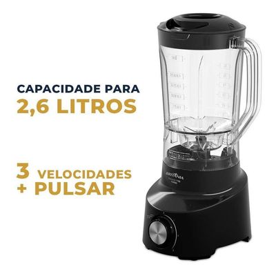 Liquidificador Britânia 2,6L 4 Velocidades Preto Diamante 1100 220V