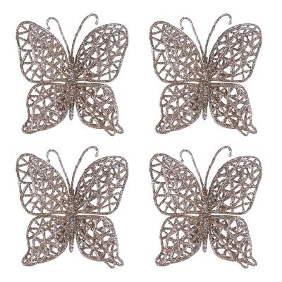 Enfeite Borboleta 7cm c 4 CV244472 Cazza Champagne