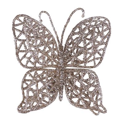 Enfeite Borboleta 7cm c 4 CV244472 Cazza Champagne