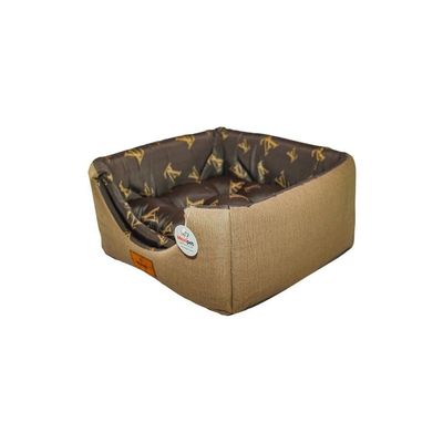 Cama Para Cachorro Toca Quadrada Em Corino + Poliéster Marrom Claro Lv Grande (gg) 55 X 55 X 55 Cm