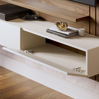 Home Suspenso Juriti 150cm 3 Portas Basculantes - Ssx Multicoisas Cor Amendoa/off White Matte