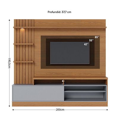 Home Maceio Sem Pés 1 Porta Basculante - Ssx Multicoisas Cor Freijo/cinza Fosco