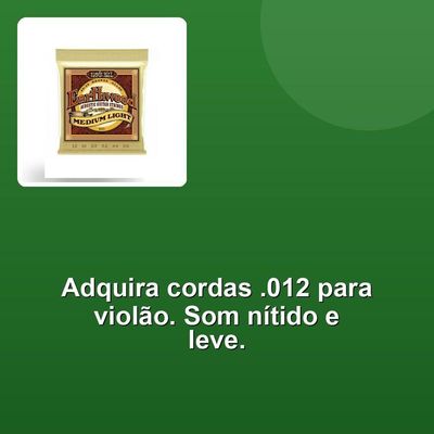 Encordoamento Violão Aço .012 Médio Leve Ernie Ball