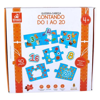Quebra Cabeça Contando Do 1 ao 20 40 Peças BDC