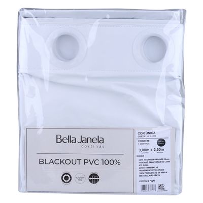 Cortina Corta Luz Bella Janela 3,00mx2,50m Face Única com Ilhós Branca
