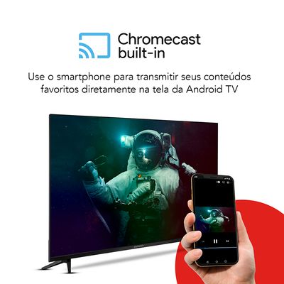 Smart TV 32" Aiwa AWS-TV-32-BL-02-A Borda Ultrafina Dolby Áudio Android - Bivolt