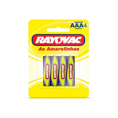 Pilha Palito Amarelinha Rayovac AAA com 4 Unidades
