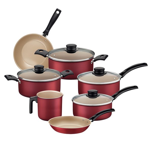 Conjunto de Panelas Antiaderente Tramontina Turim Vermelho 7 Peças Conjunto de Panelas Antiaderente Tramontina Turim Vermelho 7 Peças