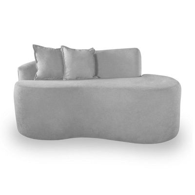 Sofá Confortável Orgânico Design Elegante Bouclé Cinza Claro