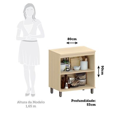 Balcão De Cozinha 100% Mdf 2 Portas 80cm Aura Luciane Móveis Carvalho/cinza Cristal