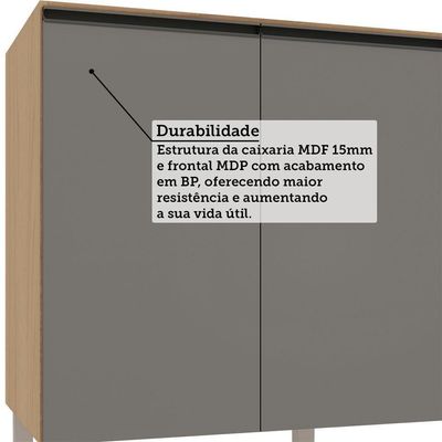 Balcão Para Pia Sem Tampo 2 Portas 4 Gavetas 120cm Essenza L Andorra/cinza Puro