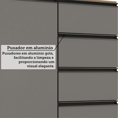 Balcão Para Pia Sem Tampo 2 Portas 4 Gavetas 120cm Essenza L Andorra/cinza Puro