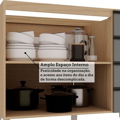 Balcão Para Pia Sem Tampo 2 Portas 4 Gavetas 120cm Essenza L Andorra/cinza Puro