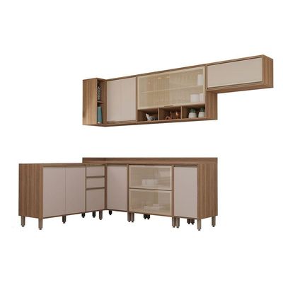 Cozinha Completa 7 Pçs Tampo E Vidro Reflecta 468cm Lari Luc Vanilla-connect