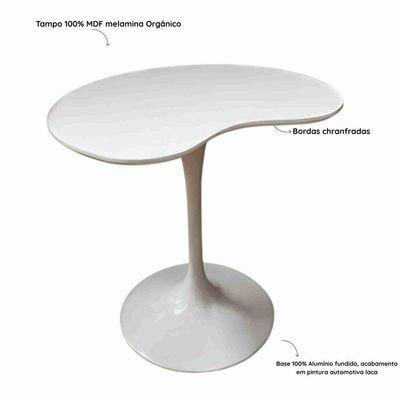 Mesa De Jantar Tulipa Saarinen Organica Malu 90cm Laca Off White