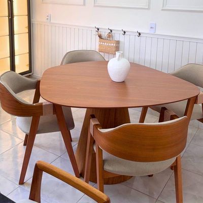 Mesa De Jantar Cone Organica Alpha 100x98cm Madeira Freijó