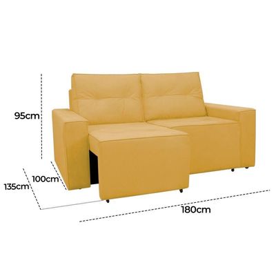 Sofá Retrátil 2 Lugares 1,80 Confortável Polo Amarelo