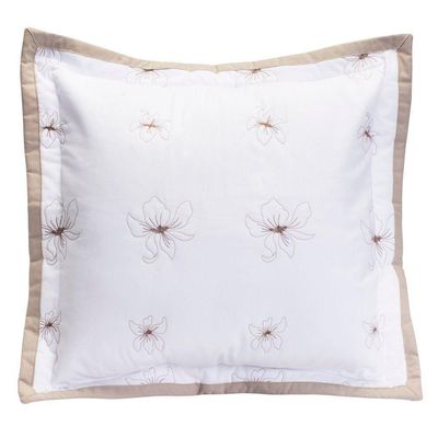 Almofada Decorativa Com Refil Istambul Percal 200 Fios 100% Algodão Bordada - Branco