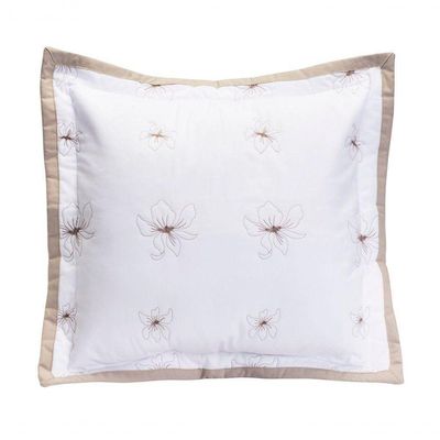 Almofada Decorativa Com Refil Istambul Percal 200 Fios 100% Algodão Bordada - Branco