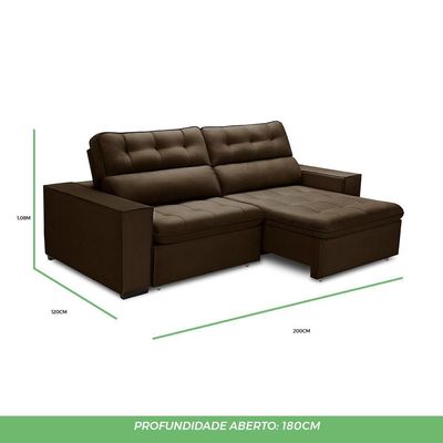 Sofa Retratil Reclinavel 2 Lugares 2,00 Vitória Veludo Marrom Lansofbr