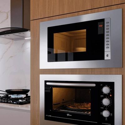 Kit Forno Elétrico 48L + Micro-ondas 25L Fischer Fit Line Embutir Inox 220v