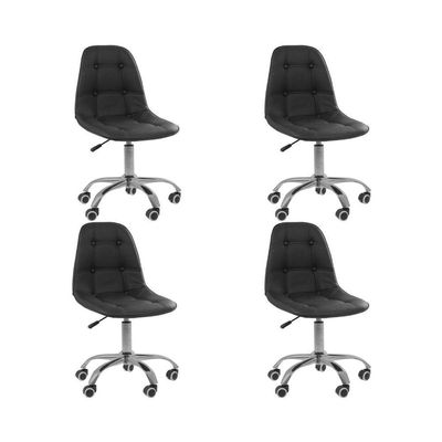 Kit 4 Cadeiras Office Eiffel Botonê Ajustável Oficial Preto