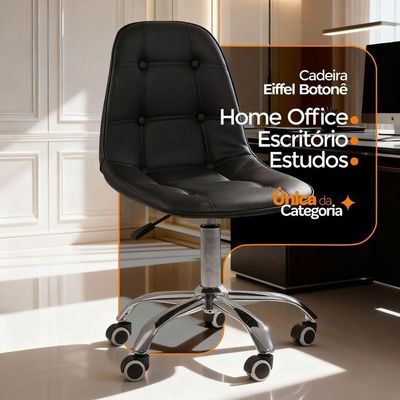 Kit 4 Cadeiras Office Eiffel Botonê Ajustável Oficial Preto