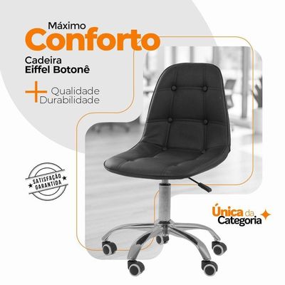Kit 4 Cadeiras Office Eiffel Botonê Oficial Preto
