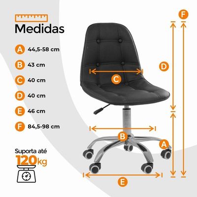 Kit 4 Cadeiras Office Eiffel Botonê Oficial Preto