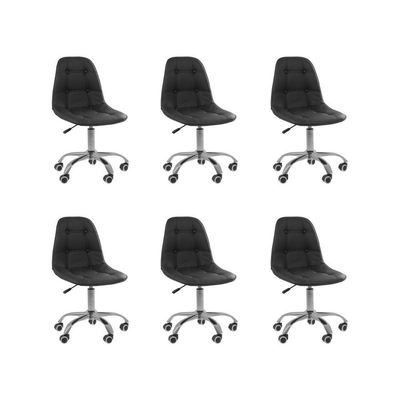 Kit 6 Cadeiras Office Eiffel Botonê Oficial Base Preto