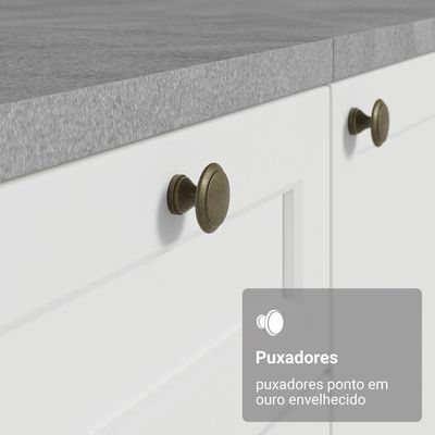 Balcão De Cozinha 120 Cm 2 Portas 3 Gavetas Branco Vik Madesa Branco