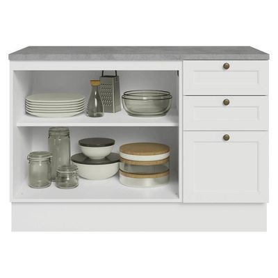 Balcão De Cozinha 120 Cm 2 Portas 3 Gavetas Branco Vik Madesa Branco