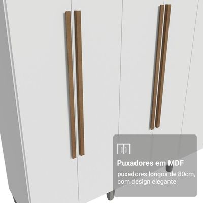 Guarda-roupa Casal Com Pés 6 Portas Batentes Branco-branco-rustic Saturno Madesa