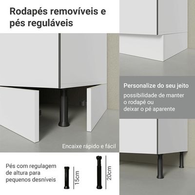 Balcão Porta-temperos 20cm 1 P S/ Tampo B Veludo Lux Madesa Branco/branco Veludo