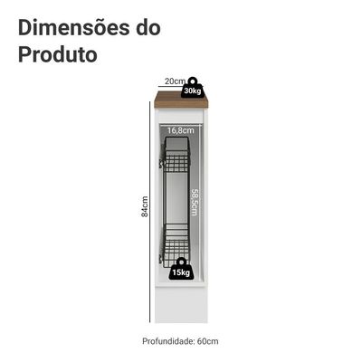 Balcão Porta-temperos 20cm 1 P C/ Tampo B Vel/r Lux Madesa Branco/branco Veludo/rustic