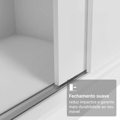 Guarda-roupa Casal Com Pés 3 Portas De Correr Com Espelhos Branco Reno Madesa