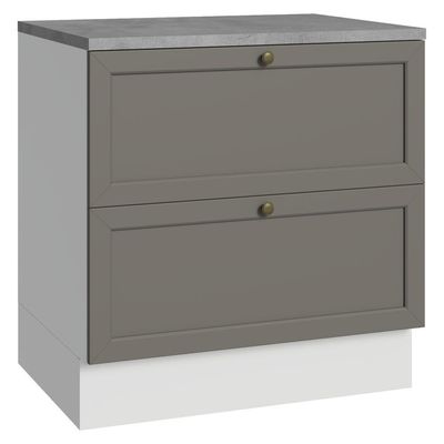 Balcão De Cozinha 80 Cm 2 Gavetas Branco/cinza Vik Madesa Branco/cinza