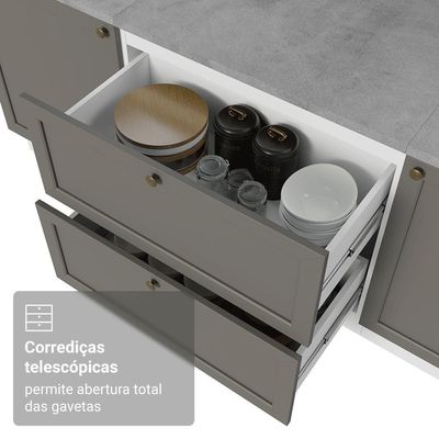 Balcão De Cozinha 80 Cm 2 Gavetas Branco/cinza Vik Madesa Branco/cinza