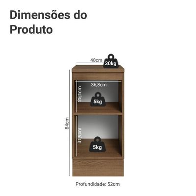 Balcão De Cozinha 40 Cm 1 Porta Rustic/branco Vik Madesa Rustic/branco