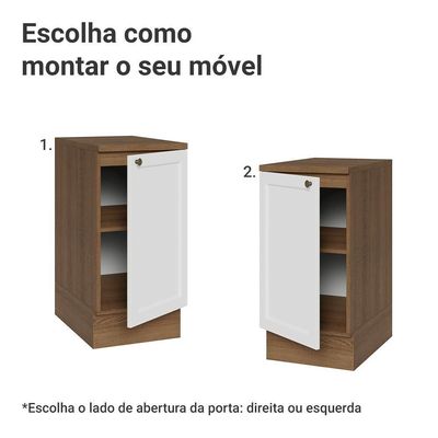 Balcão De Cozinha 40 Cm 1 Porta Rustic/branco Vik Madesa Rustic/branco