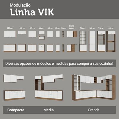 Balcão De Cozinha 40 Cm 1 Porta Rustic/branco Vik Madesa Rustic/branco
