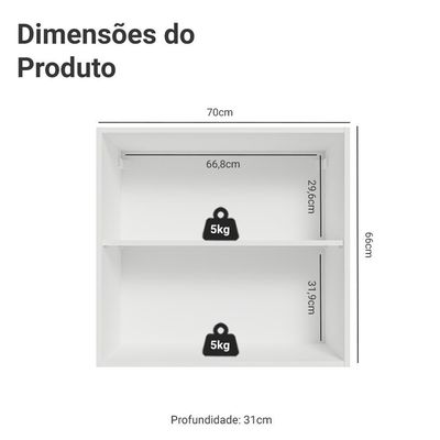 Armário Aéreo Para Quarto 70 Cm 2 Portas Branco Neo Madesa