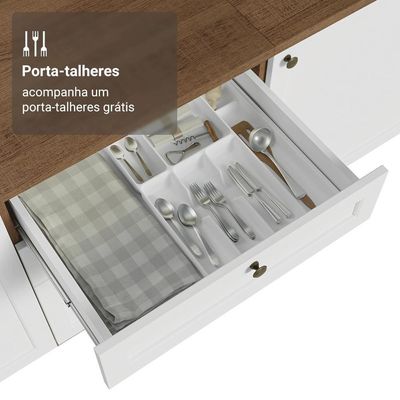 Balcão De Cozinha 60 Cm 3 Gavetas Rustic/branco Vik Madesa Rustic/branco