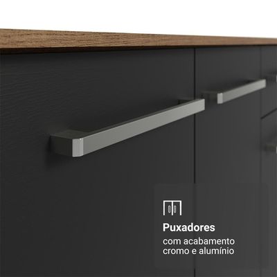 Buffet Aparador 105cm 3 Portas E 1 Gaveta Madesa Rustic/preto