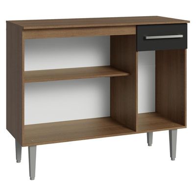 Buffet Aparador 105cm 3 Portas E 1 Gaveta Madesa Rustic/preto