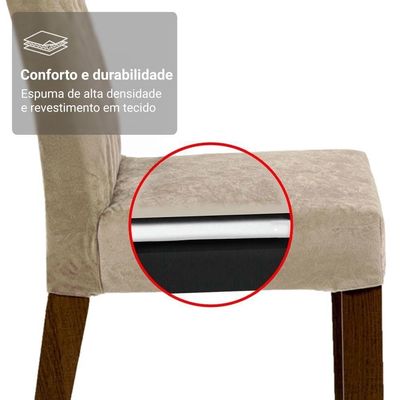Conjunto Sala De Jantar Mesa Tampo De Vidro 6 Cadeiras Odara Madesa Rustic/imperial