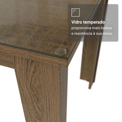 Conjunto Sala De Jantar Mesa Tampo De Vidro 6 Cadeiras Odara Madesa Rustic/imperial